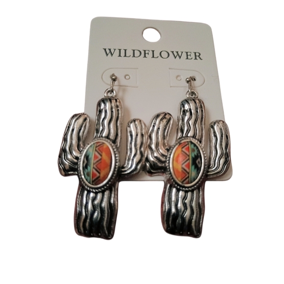 Wildflowers Jewelry - WILDFLOWER Silver Cactus Earrings with Colorful Accents